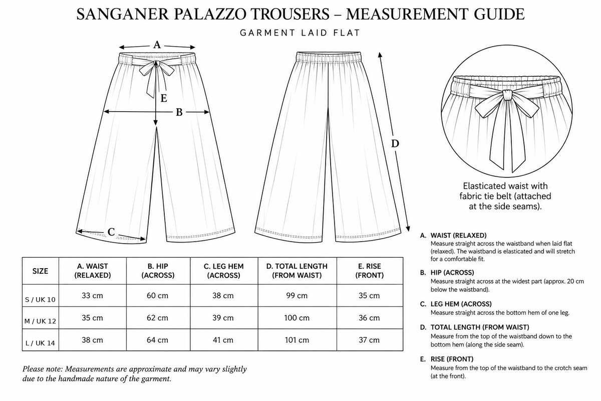 Sanganer Palazzo Trousers – Indigo Stripe
